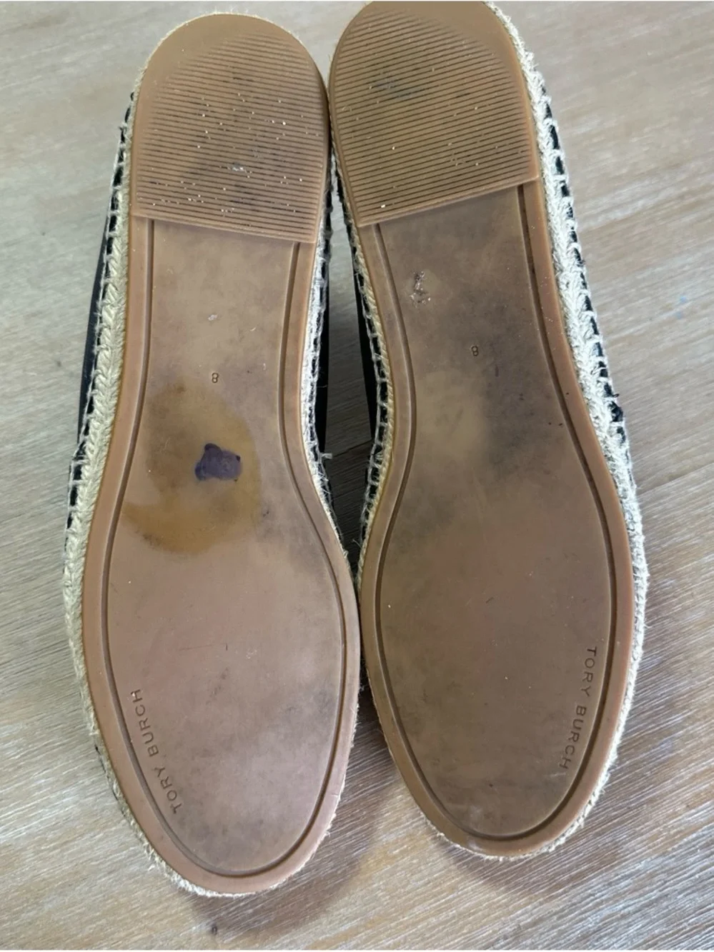 Tory Burch Black Leather Espadrille Slip-Ons